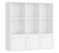 VASAGLE Bibliothèque en bois - Meuble de rangement - Casier jouet enfant - 97,5 x 30 x 97,5 cm - avec 3 placards inférieurs LBC33WT
