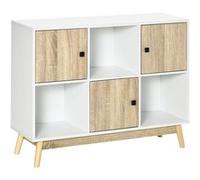 HomCom Commode 6 cubes – Blanc et aspect bois – 96 x 30 x 75 cm