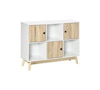 HomCom Commode 6 cubes – Blanc et aspect bois – 96 x 30 x 75 cm