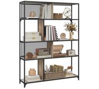 HOMCOM Bibliothèque Meuble de Rangement étagère à 5 Niveaux Portes coulissantes en Maille Cadre en Acier Style Industriel pour Salon Chambre Cuisine - 120L x 30l x 161H cm Gris et Noir