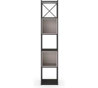 PEGANE Bibliothèque, Meuble étagère Aspect Bois Coloris crème et métal Noir - Longueur 36 x Profondeur 39 x Hauteur 179 cm