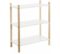 Bibliothèque meuble étagère coloris blanc/naturel - Longueur 60 x Profondeur 30 x Hauteur 76 cm Blanc G