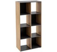 Bibliothèque meuble étagère coloris naturel/gris - Longueur 60 x Profondeur 29 x Hauteur 120 cm Bois G