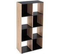 Bibliothèque meuble étagère coloris naturel/noir - Longueur 60 x Profondeur 29 x Hauteur 120 cm Bois G