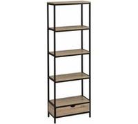 Bibliothèque meuble étagère coloris naturel/noir - Longueur 60 x Profondeur 30 x Hauteur 180 cm Bois G