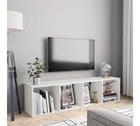 vidaXL Bibliothèque/Meuble TV 143x30x36 cm – 4 compartiments – Blanc – Montage au sol ou mural