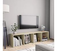 Bibliothèque/Meuble TV Chêne Fumé 143x30x36cm Bois d'Ingénierie Salon vidaXL