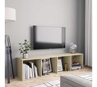 Bibliothèque/Meuble TV Chêne Fumé 143x30x36cm Bois d'Ingénierie Salon vidaXL