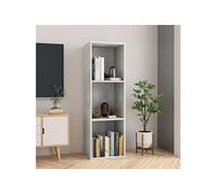 vidaXL Bibliothèque Meuble polyvalent Gris béton 3 étagères 36 x 30 x 114 cm