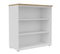 Bibliothèque mi-hauteur sans porte L.100 x P.48 x H.104 cm - Corps Blanc - Top Chêne Nebraska