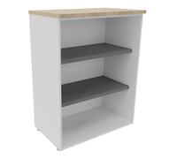 Bibliothèque mi-hauteur sans porte L.80 x P.48 x H.104 cm - Corps Blanc - Top Chêne