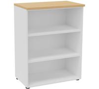 Bibliothèque mi-hauteur sans porte L.80 x P.48 x H.104 cm - Corps Blanc - Top Hêtre