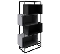 Bibliothèque minecraft à 4 compartiments ouverts cadre métallique gris - noir TU