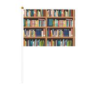 Bibliothèque Mini bibliothèque avec drapeaux imprimés 14 x 20,8 cm | 100 % polyester résistant à la déchirure, couleurs vives qui ne se décolorent pas, lot de 6/10, mât réutilisable de 30 cm