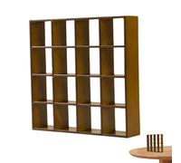 Bibliothèque miniature, bibliothèque réaliste en bois à l'échelle 1:12 pour maison de poupée avec 16 grilles, mini étagère d'affichage couleur noyer, support mural pour accessoires et décorations d