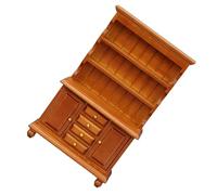 Bibliothèque miniature en bois robuste 1 à 12 échelles pour maisons de poupée à trois couches Accessoire pour jeu de simulation Bibliothèque miniature