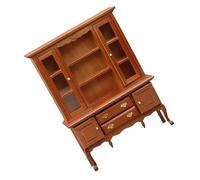 Bibliothèque miniature vintage 1/12 avec porte et tiroirs pour maisons de poupées, jouets de collection, armoire en bois pour maison de poupée