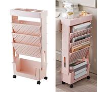Bibliothèque mobile à 5 niveaux avec design amovible et amovible, idéale pour les enfants, les étudiants, étagères utilitaires sur roulettes, parfaite pour chambre à coucher, salon, maison, école