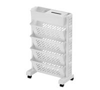 Bibliothèque mobile à roulettes - 5 niveaux - Blanc - Chariot amovible avec niveaux - Pour salle de classe scolaire, bibliothèque à domicile, bibliothèque, meuble de rangement compact et polyvalent