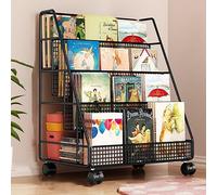 Bibliothèque mobile à roulettes à 4 niveaux pour la maison, le bureau, la salle de t la crèche, idéale pour organiser des livres et des fournitures, 40 x 28 x 60 cm