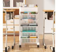 Bibliothèque mobile à roulettes à 5/6 niveaux en plastique rotatif et amovible pour espaces étroits Solution de rangement peu encombrante (39 x 19 x 76 cm)