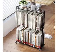 Bibliothèque mobile à roulettes en métal pour espaces étroits, mouvement silencieux, rangement pour l'école, la salle de classe, la maison - Noir