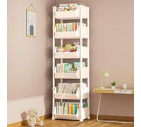 Bibliothèque mobile à roulettes en plastique amovible pour salon, chambre à coucher et bureau - Solution de rangement pratique et élégante - Blanc