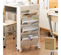 Bibliothèque mobile à roulettes multifonction et chariot utilitaire avec porte-stylo pour bureau, dortoir, salle de classe, crèche - Design élégant couleur Bianco peu encombrant
