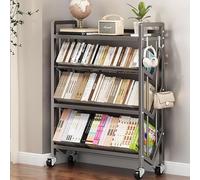 Bibliothèque mobile autonome avec roulettes, chariot de rangement à roulettes multicouche pour la maison, le bureau, la salle de t l'organisation d'étude