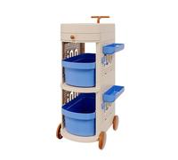 BibliothèQue Mobile avec Roue, Porte-Revues, Rangement Amovible, Grande Capacité, éTagèRe pour Enfants, Roulant Multifonction pour La Maison Et L'éCole(3 Tier)