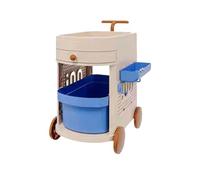BibliothèQue Mobile avec Roue, Porte-Revues, Rangement Amovible, Grande Capacité, éTagèRe pour Enfants, Roulant Multifonction pour La Maison Et L'éCole(2 Tier)