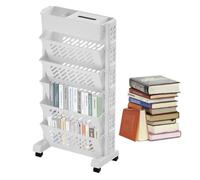 Bibliothèque mobile avec roues - Organisateur à 5 niveaux | Chariot roulant amovible multifonctionnel pour l'école, la classe, la maison | Grands chariots utilitaires de stockage pour livres, fournitu