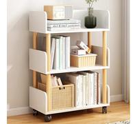 Bibliothèque Mobile avec roulettes à 2 ou 3 Niveaux, Petites bibliothèques en Bois pour Petits espaces, étagère à Livres étroite pour Chambre à Coucher, Salon, Bureau à Domicile