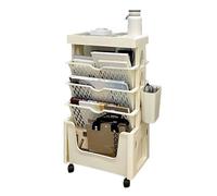Bibliothèque mobile, Bibliothèque roulante avec roulettes, grande capacité, porte-revues, organisateur d'étagère, en plastique amovible, pratique à, étagère mobile, chariot de fichiers(A)