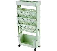 Bibliothèque mobile Capacité multicouche Rotatif Plastique amovible Pratique Rolling Organization Étagère avec roue Verte