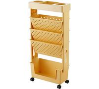 Bibliothèque mobile Capacité multicouche rotatif plastique amovible Pratique Rolling Organization Étagère avec roue Orange