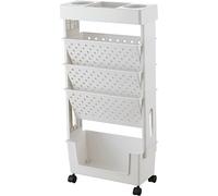 Bibliothèque mobile Capacité multicouche Rotation plastique amovible Pratique Rolling Organization Étagère avec roue Blanc