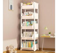 Bibliothèque mobile - Chariot de rangement roulant - Économie d'espace - Amovible - Pratique - Blanc - Pour salon, chambre à coucher, bureau