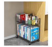 Bibliothèque mobile en métal avec roulettes ouvertes double face pour enfants, étudiants, présentoir pour chambre à coucher, salon, maison, école