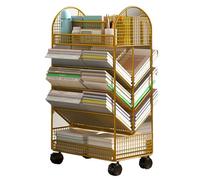 Bibliothèque mobile - Étagère de rangement double face pour espaces étroits, organiseur de bureau roulant et présentoir de magazines
