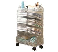 Bibliothèque mobile - Étagère de rangement double face roulante, organiseur de papier de bureau, espaces étroits et porte-revues