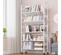 Bibliothèque mobile multifonction avec volants à 360° - Chariot utilitaire coulissant pour une organisation polyvalente de la maison et du bureau