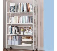 Bibliothèque mobile multifonctionnelle - Étagère de rangement en fil métallique avec roulettes et paniers, idéale pour la cuisine, la salle de bain, le bureau et la buanderie dans des espaces étroits