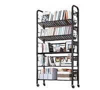 Bibliothèque mobile multifonctionnelle - Étagère de rangement en fil métallique avec roulettes et paniers, idéale pour la cuisine, la salle de bain, le bureau et la buanderie dans des espaces étroits