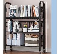 Bibliothèque mobile multifonctionnelle - Étagère de rangement en fil métallique avec roulettes et paniers, idéale pour la cuisine, la salle de bain, le bureau et la buanderie dans des espaces étroits