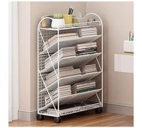 Bibliothèque Mobile, Porte-revues Utilitaire en métal à 6 Couches avec roulettes, bibliothèque multifonctionnelle de Grande capacité pour Salle de Classe, Bureau, Maison, Salle d'étude