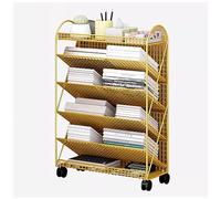 Bibliothèque Mobile, Porte-revues Utilitaire en métal à 6 Couches avec roulettes, bibliothèque multifonctionnelle de Grande capacité pour Salle de Classe, Bureau, Maison, Salle d'étude