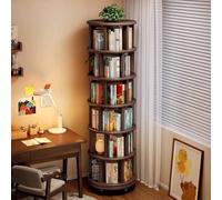 Bibliothèque mobile rotative à 360° en chêne noir en bois massif - Étagère de rangement d'angle au sol, armoire étroite pour livres d'images, 197,8 cm