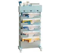 Bibliothèque mobile rotative en plastique amovible pour salle de classe et étude, design peu encombrant, bleu - Parfait pour les espaces restreints