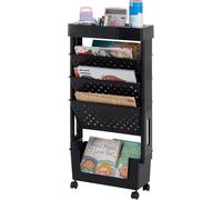 Bibliothèque mobile roulante avec roulettes - Porte-livres amovible pour bureau, école et maison - Chariot de rangement polyvalent pour magazines, fichiers et livres